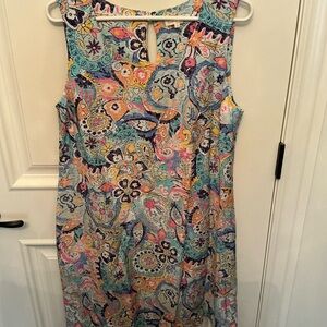 Pink and Blue Sleeveless Scoop Neck Sundress